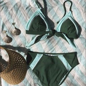 Knotted Bikini Top with High Waisted Bottoms